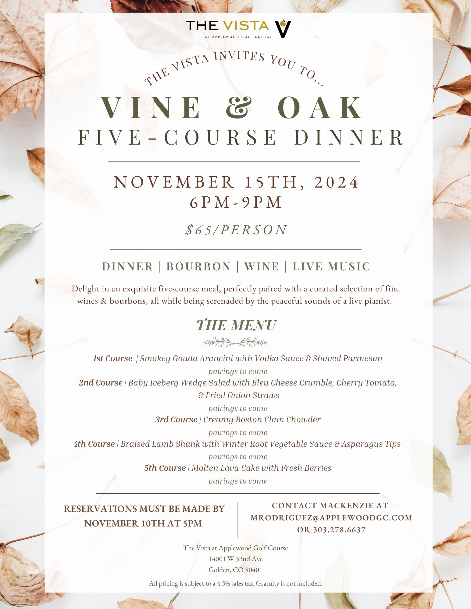 Vine Oak Dinner